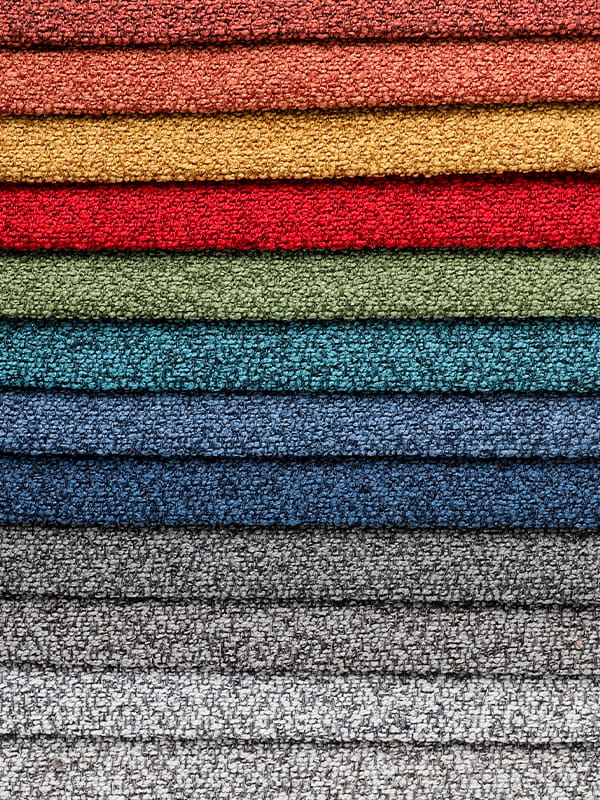 Polyester koralovej slučky a ľanovej pohovky